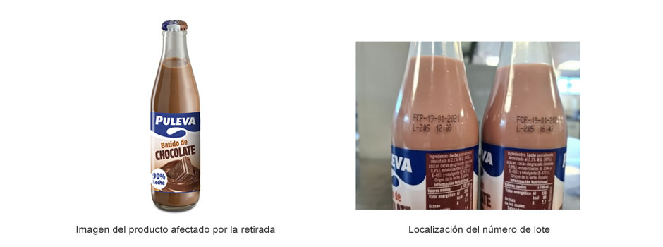 Retirada de un lote de Batido Puleva de Chocolate en botella de cristal 200 ml