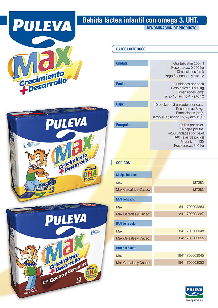 Calorías en Puleva Max e Información Nutricional