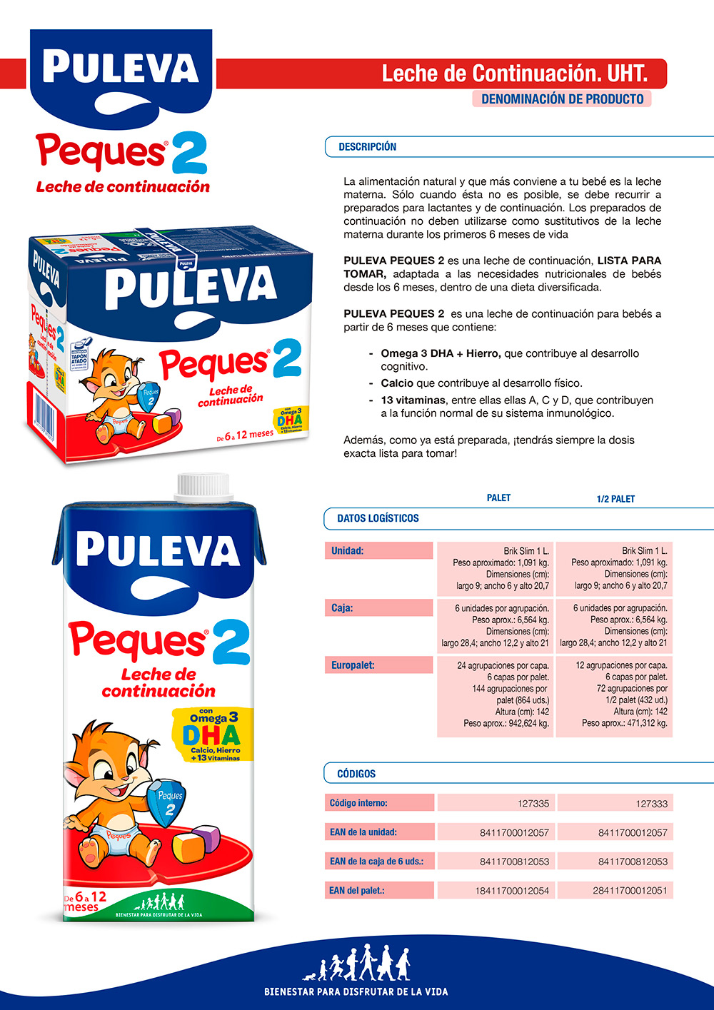 Puleva Leche (2) de continuación, de 6 a 12 meses puleva Peques 2 6 x 1 l