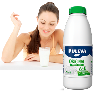 PULEVA A+D, leche semidesnatada botella