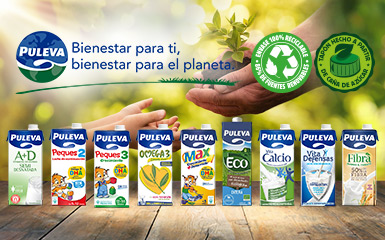 Puleva incorpora el envase de origen vegetal más renovable del mercado en toda su gama brik 1 litro