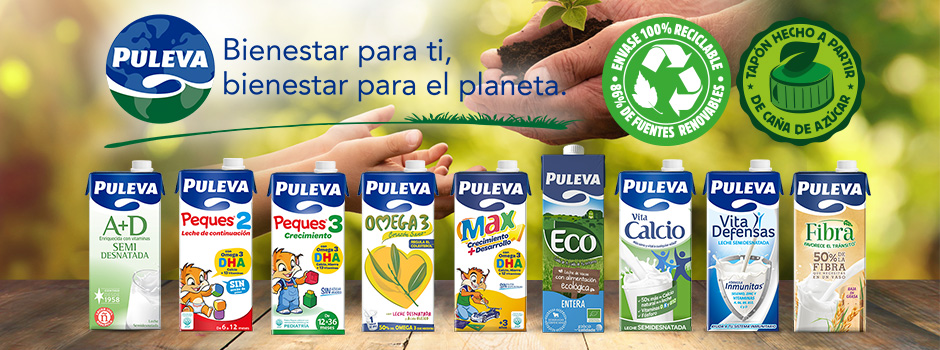 Puleva incorpora el envase de origen vegetal más renovable del mercado en toda su gama brik 1 litro