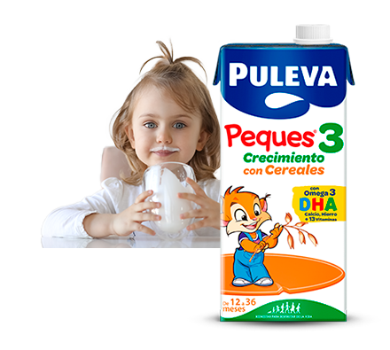 Leche enriquecida Puleva Peques 3 con cereales y fruta.