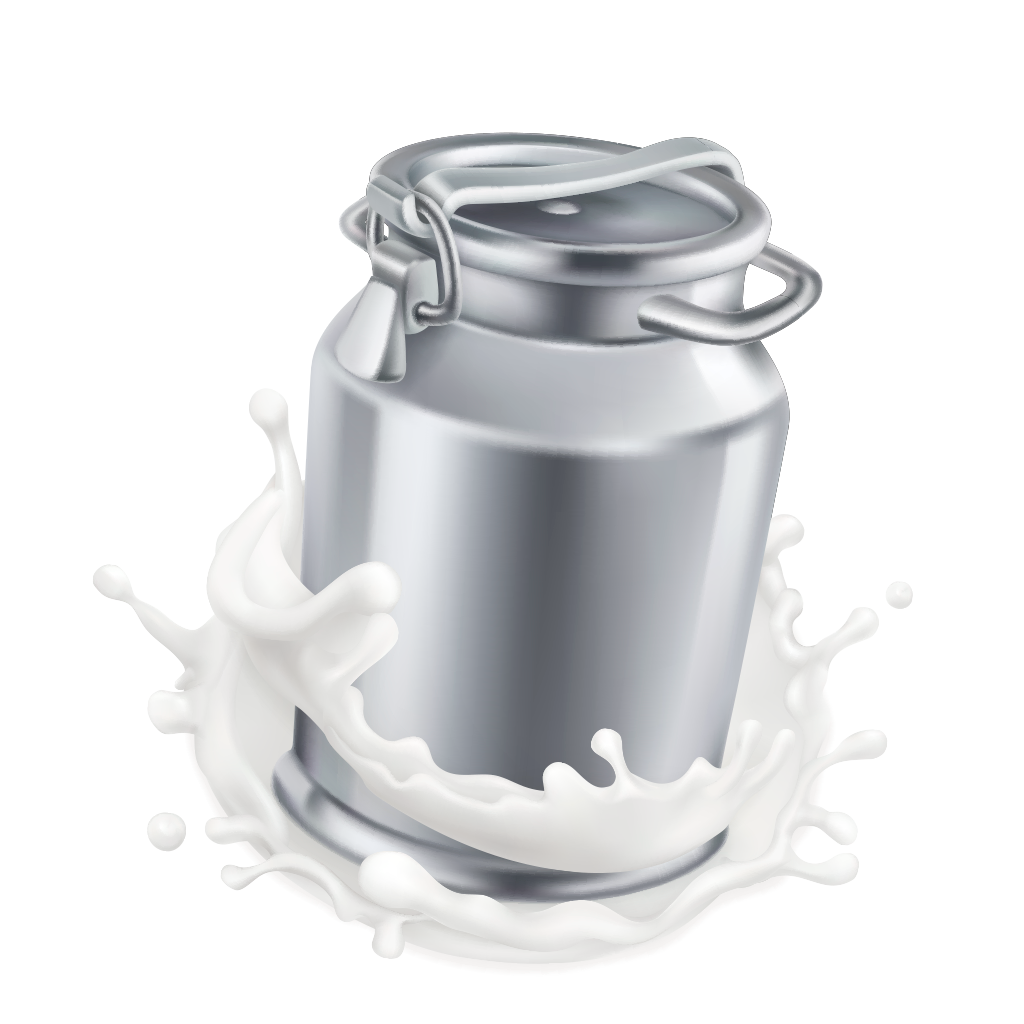 Lata de leche fresca con salpicadura