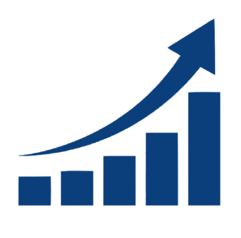 Gráfico barras azules flecha ascendente - crecimiento ambición éxito progreso