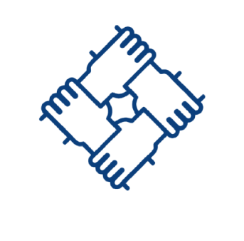 Icono personas unidas alianza azul - colaboración equipo trabajo conjunto