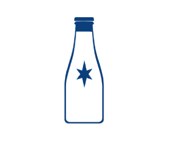 Icono botella leche azul - síbolo producto lácteo bevida nutritiva