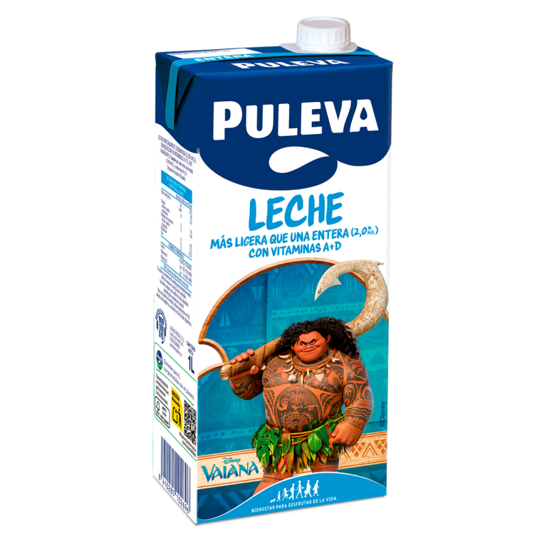 Envase de Puleva Clásica Ligera Entera 1L con vitaminas A+D - Leche ligera de 2,0% de grasa