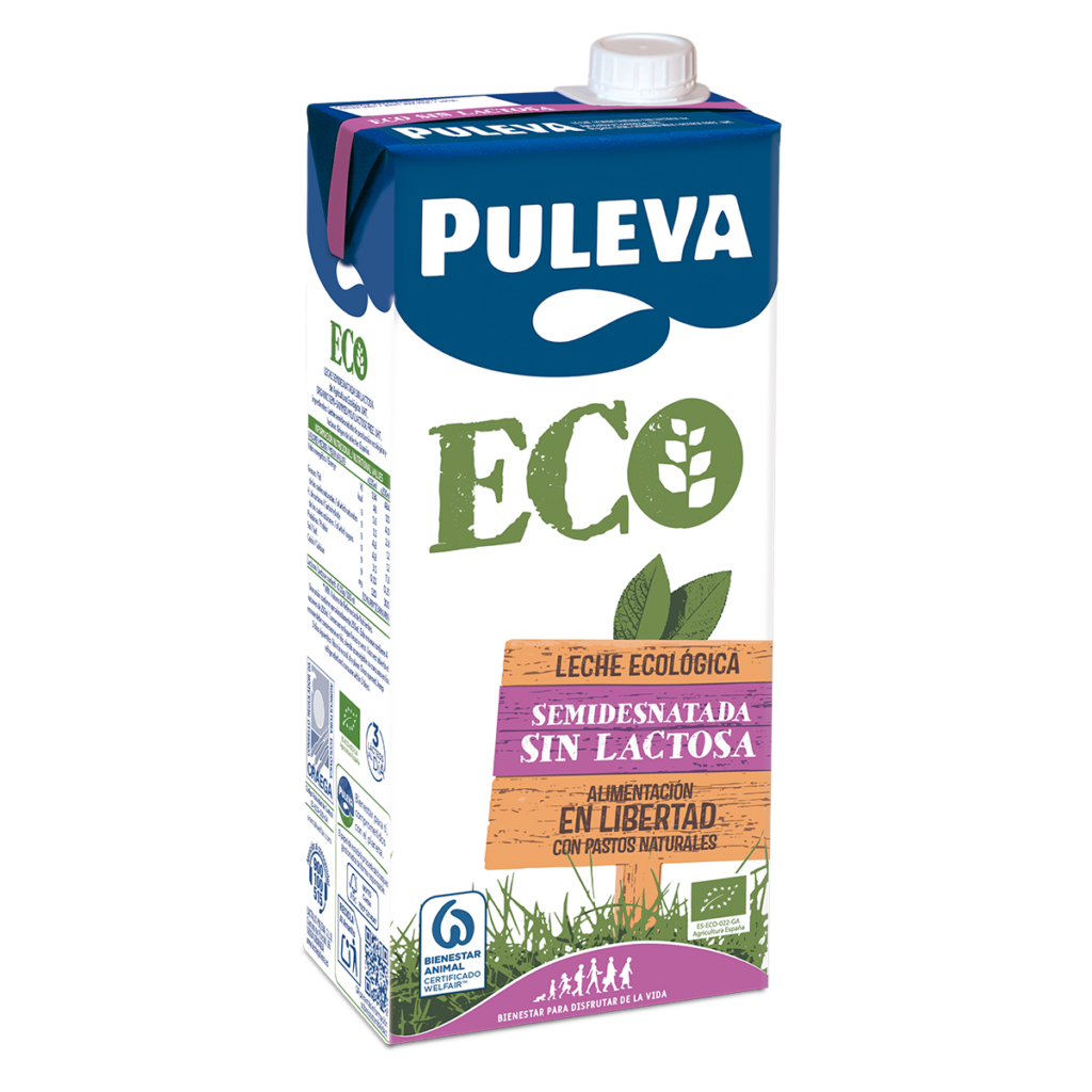 Brick PULEVA ECO Leche Ecológica Semidesnatada Sin Lactosa 1L orgánica