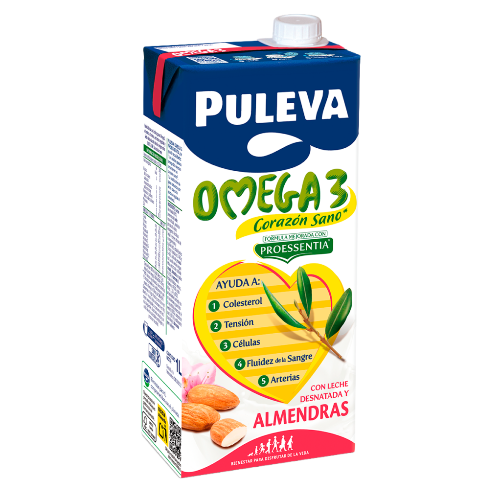 Brick PULEVA Omega 3 Corazón Sano Almendras 1L desnatada con Proessentia