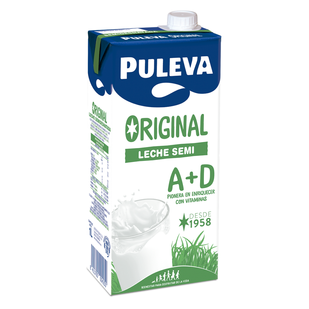 Brick PULEVA Original Leche Semidesnatada A+D 1L desde 1958