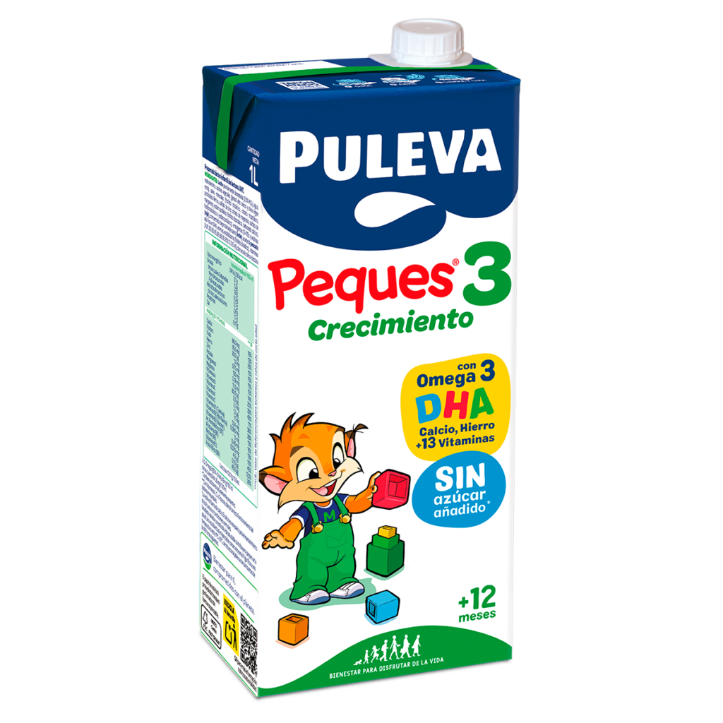Brick PULEVA Peques 3 Crecimiento 1L niños 12 meses Omega 3 DHA calcio hierro sin azúcar añadido