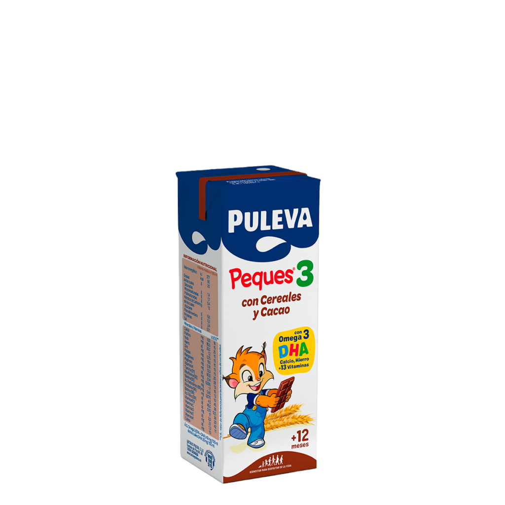 Brick PULEVA Peques 3 Cereales Cacao 200ml niños 12 meses Omega 3 DHA