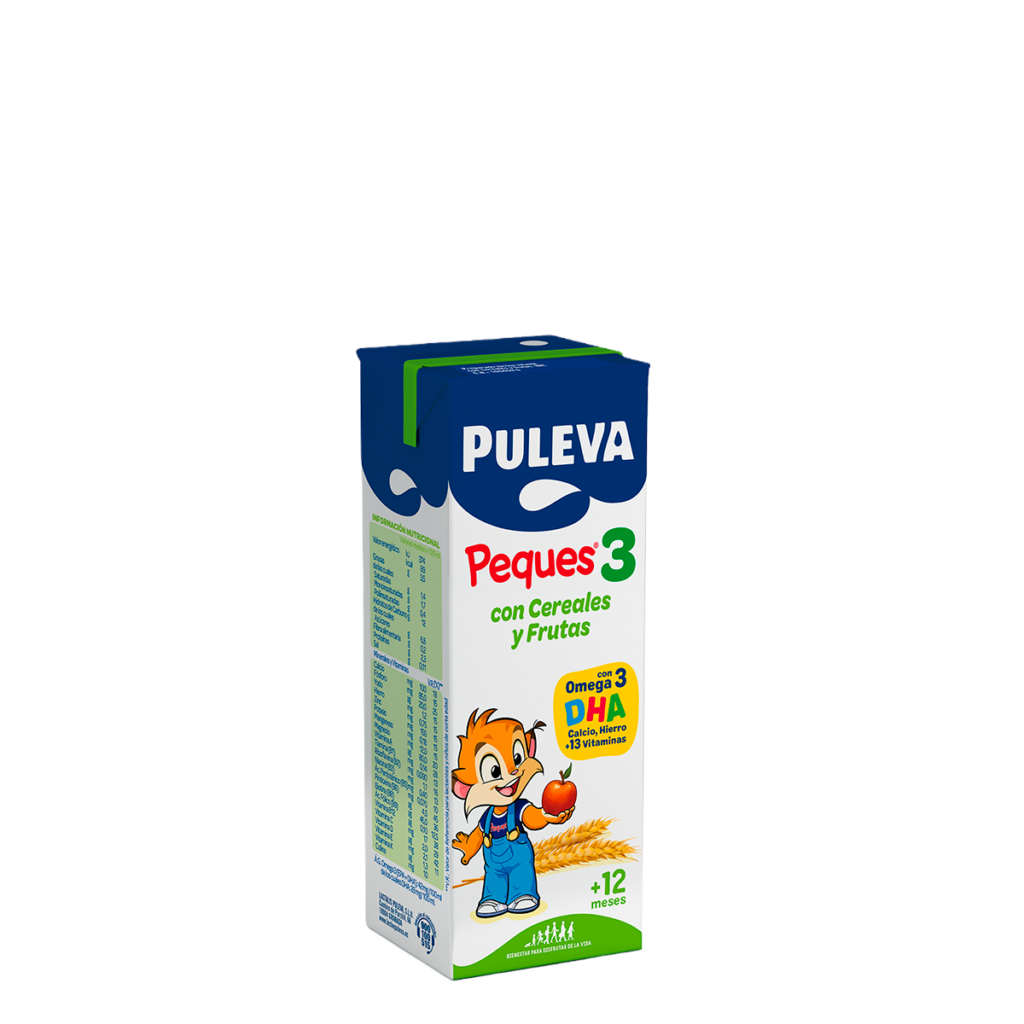 Brick PULEVA Peques 3 Cereales Frutas 200ml niños 12 meses Omega 3 DHA