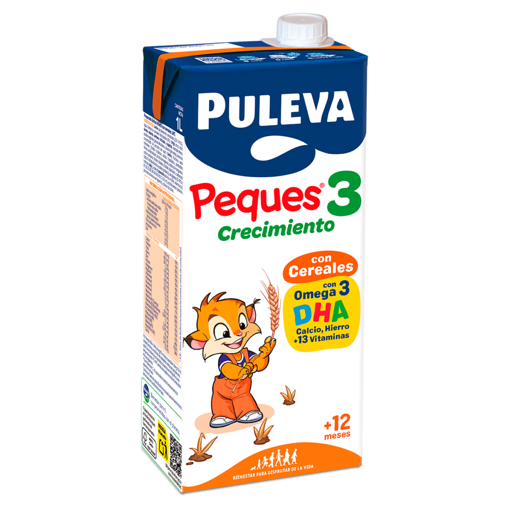 Brick PULEVA Peques 3 Crecimiento Cereales 1L niños 12 meses Omega 3 DHA calcio hierro vitaminas