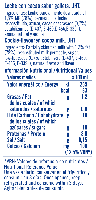 Información nutricional - 1 L