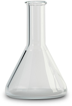 Matraz de laboratorio con leche - símbolo de investigación y calidad Puleva